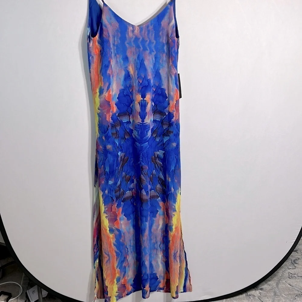 Lulus Flying Watercolors Royal Blue Maxi Dress size XS NWT - Picture 2 of 8